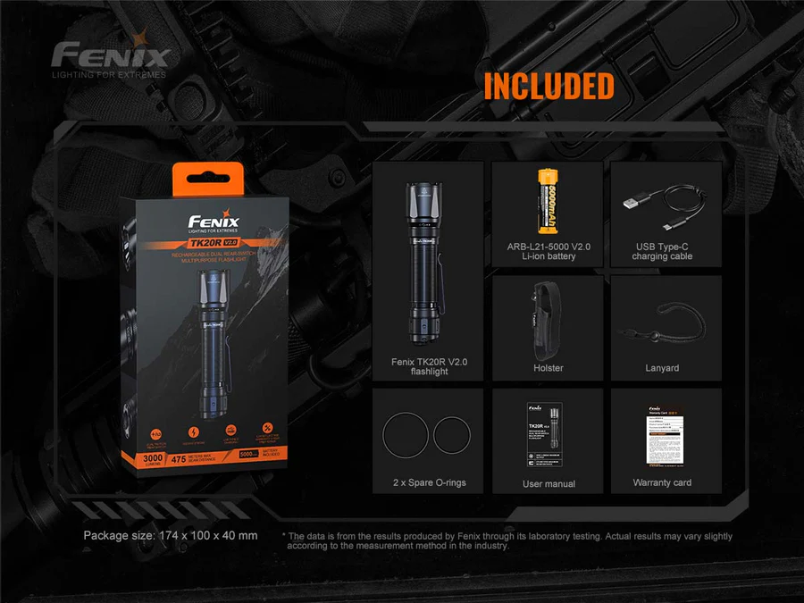 Fenix TK20R V2.0 Rechargeable Tactical Flashlight - 3000 Lumen High-Performance Searchlight - TK20RV2 fenix tk20r v2 0 rechargeable tactical flashlight 3000 lumen high performance searchlight tk20rv2.webp