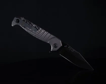 half face blades crow folder anodized gray 7075 aluminum handle black nitride cpm s45vn blade grenad.png