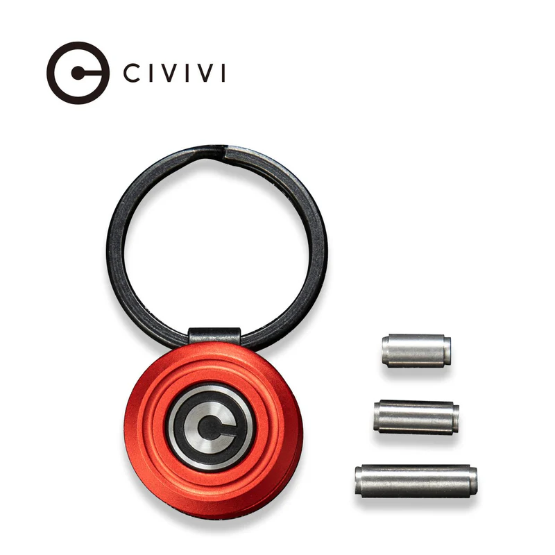 CIVIVI Key Coin Aluminum Pocket Key Organizer - Red Aluminum Cover (Ostap Hel Design) - C23056-1 civivi key coin red aluminum pocket key organizer c23056 1 with 1 pc black key rin.webp